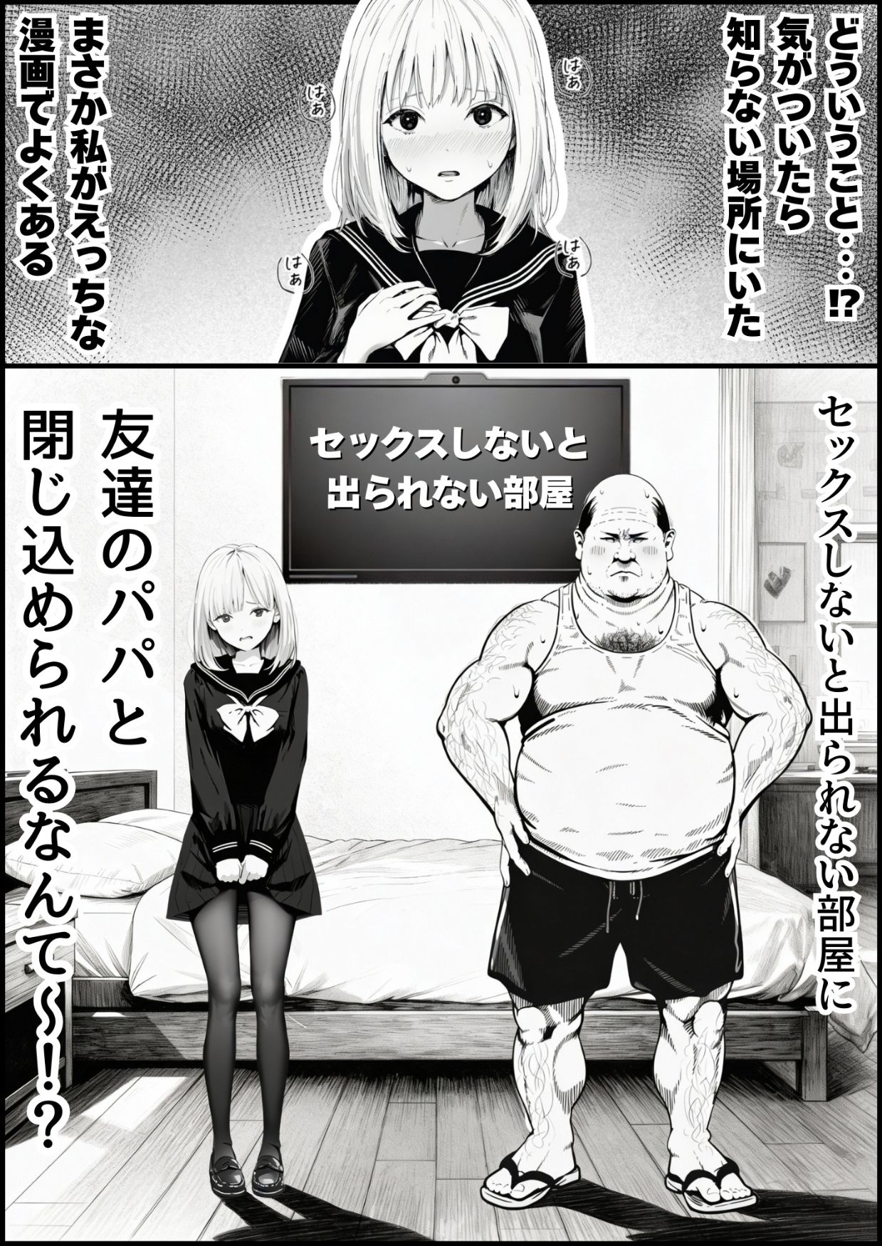 【エロ漫画raw】セックスしないと出られない部屋に親友のパパと閉じ込められたんですけど〜！？