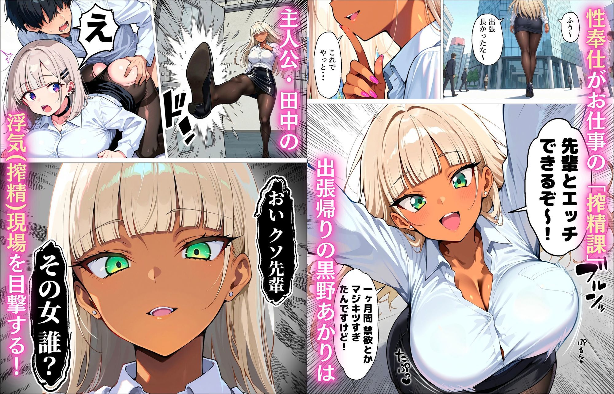 【エロ漫画raw】新卒の黒ギャルとダウナーギャルが「2人で」搾精してくれる話