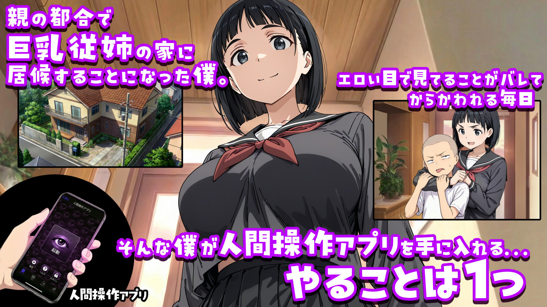 【エロ漫画raw】人間操作アプリで巨乳従姉を好き放題する話