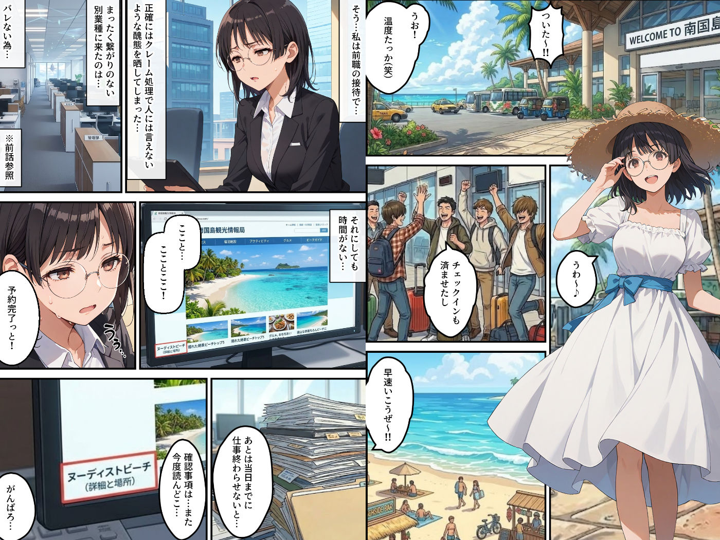 【エロ漫画raw】社員旅行でヌーディストビーチってバカなのか！？ー完璧新人ちゃんの失敗プラン！