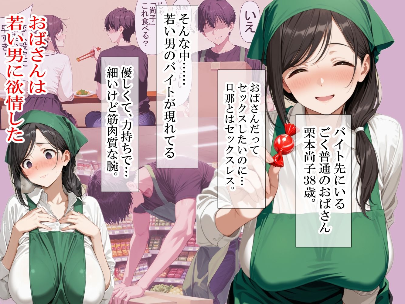 【エロ漫画raw】バイト先の清楚なおばさん（38歳） おばさんだってセックスしたいッ！ 硬いチンポで子宮を付いてッ
